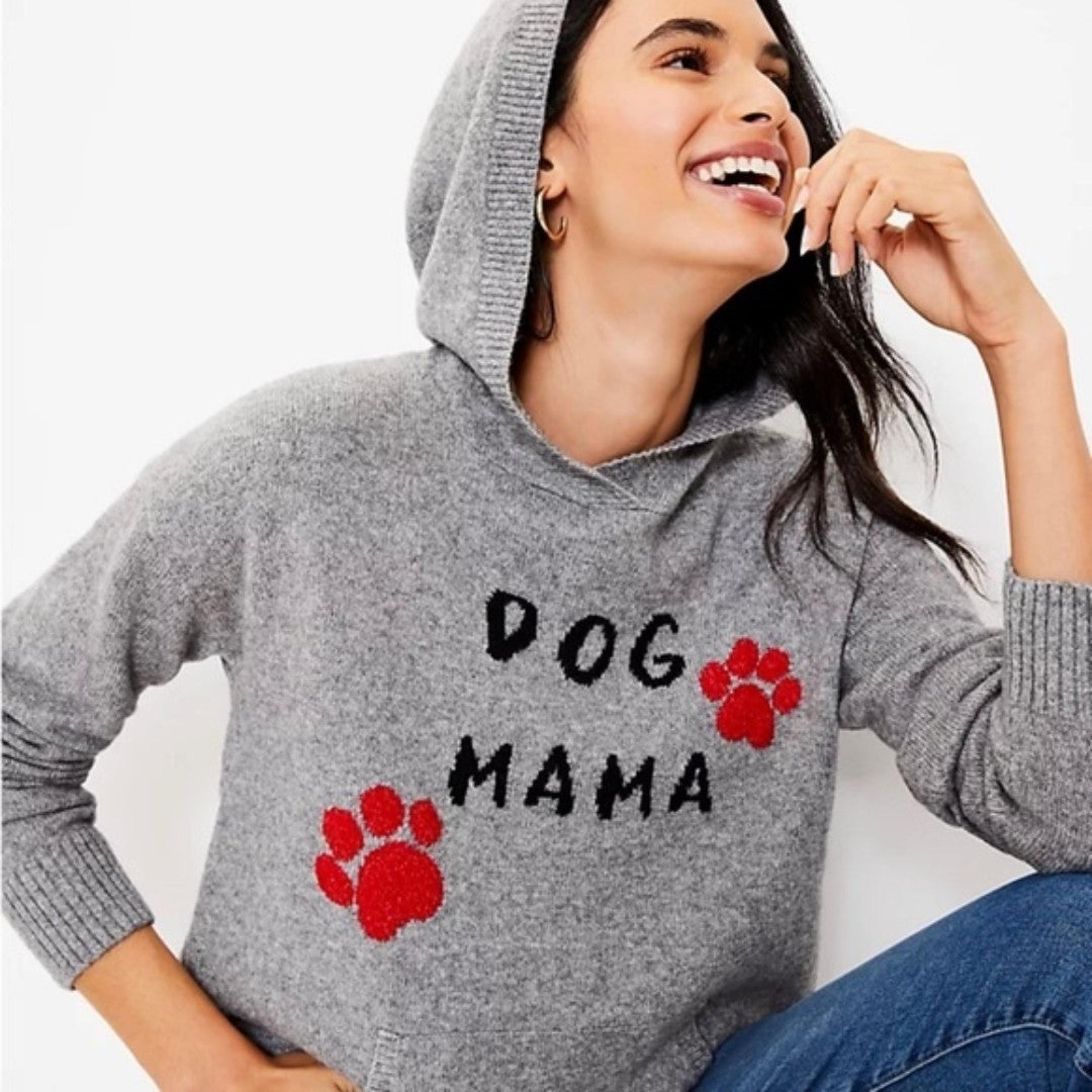 Lou & Grey Dog Mama Hooded Sweater Womens Sz S (NEW)