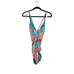 NEW Bleu Rod Beattie 12 Multi Color Palm Print 1 Piece Swimsuit Plunge Tropical