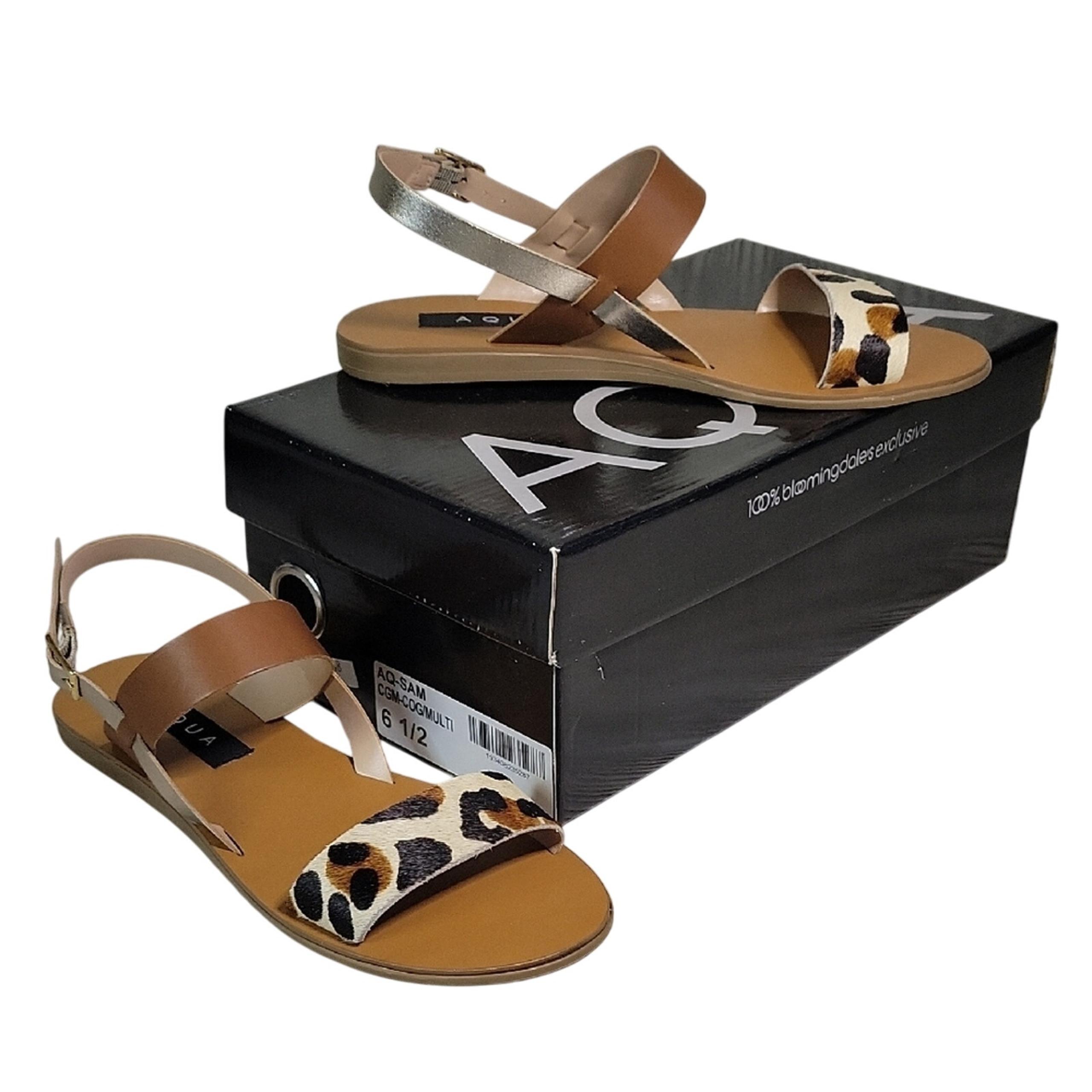 Aqua Sam Strappy Animal Print Sandals Womens Size 6.5 New In Box