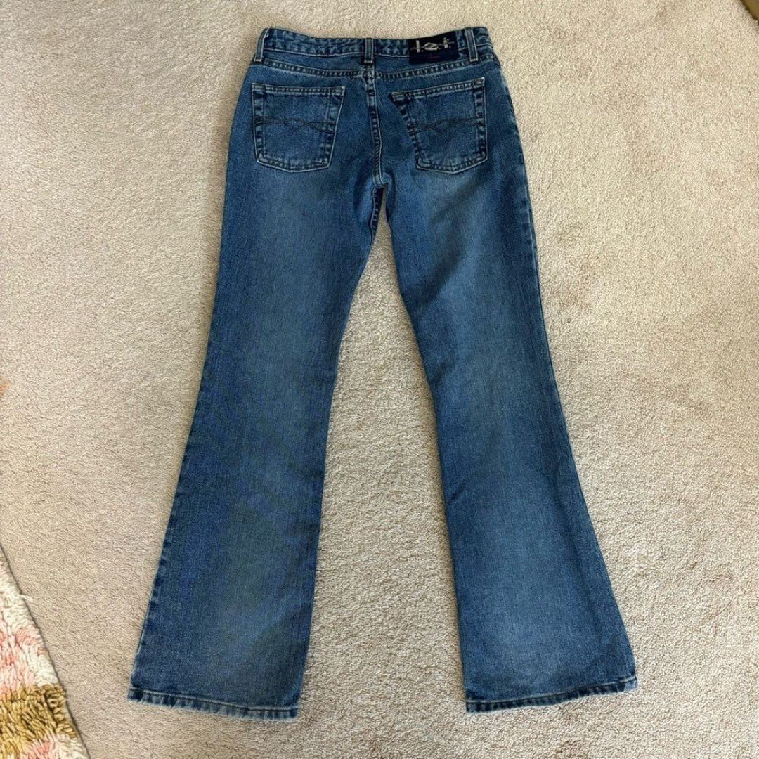 Vintage Y2K L.E.I. Jeans 7 Low Rise Bootcut Kick Flare Medium Blue Wash Cotton