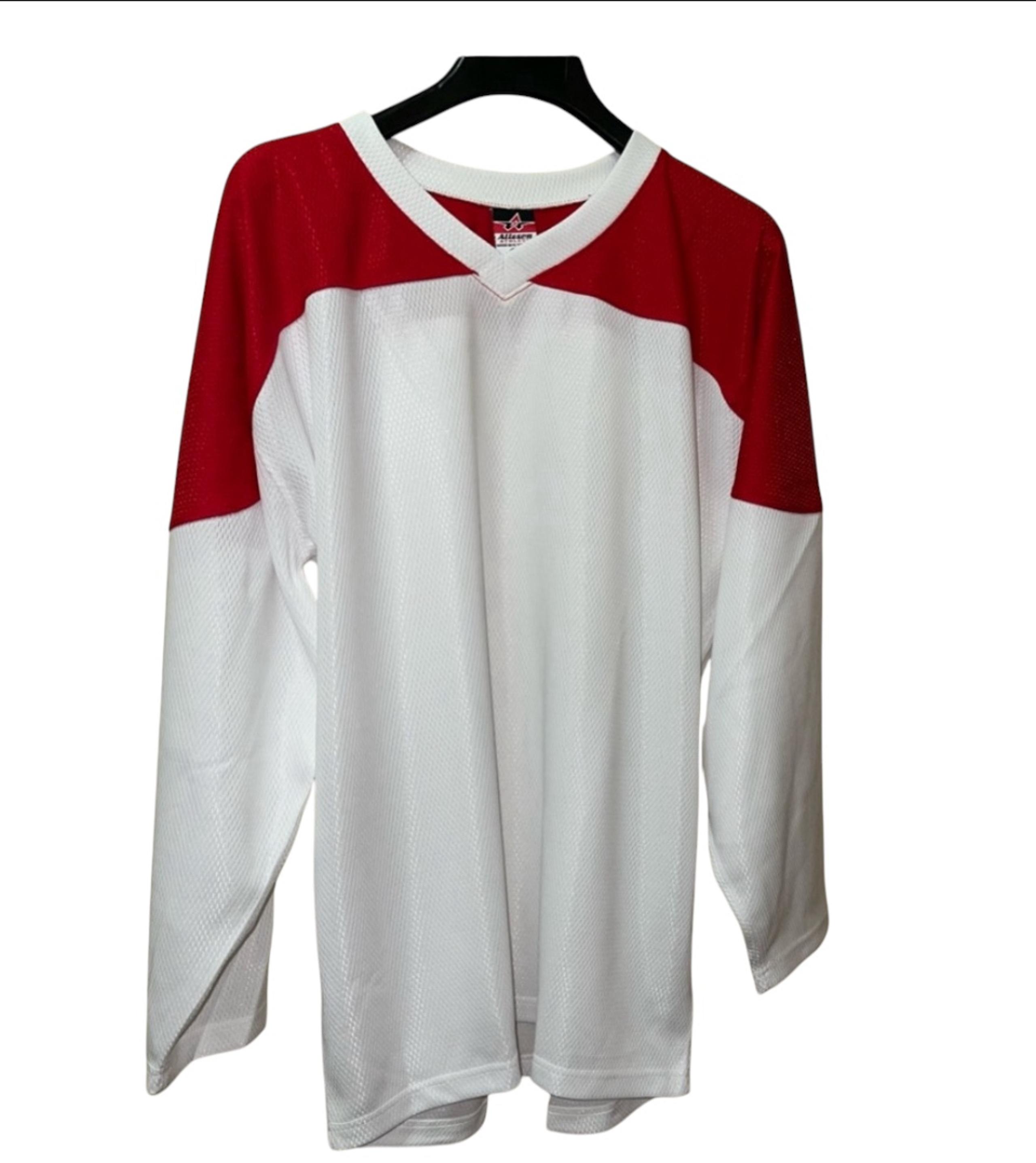 ALLESON ATHLETIC JERSEY MEN’S LONG SLEEVE OVERSIZED V-NECK WHITE & RED SMALL