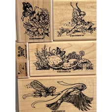Stampin Up! Fairyland Rubber Stamps Set Of 5 Wood Mounted Nature & Fairy Theme
