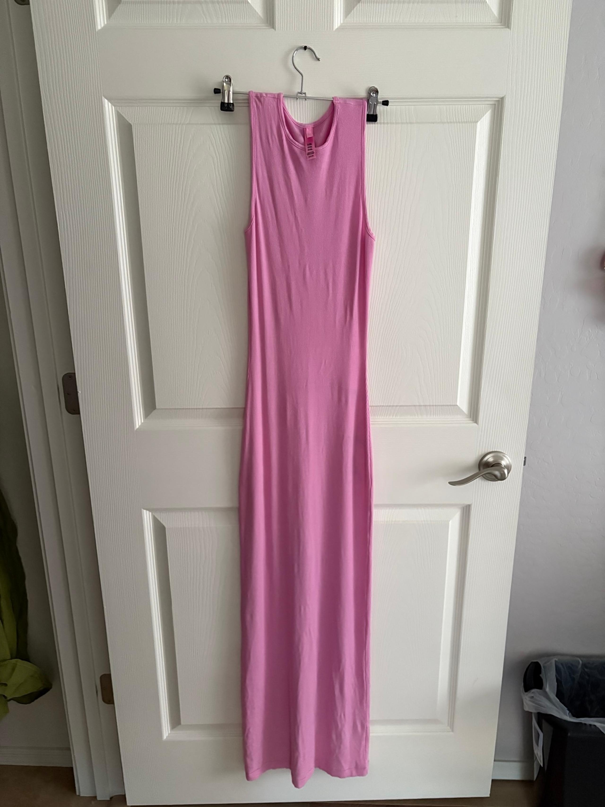 skims ribbed pink dress small