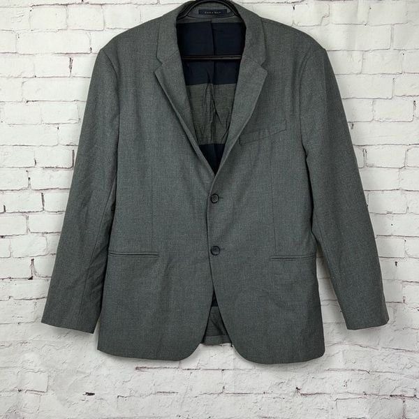 Zara Man Sport Coat Mens 42R Blazer Jacket 2 Button Single Vent Business Gray