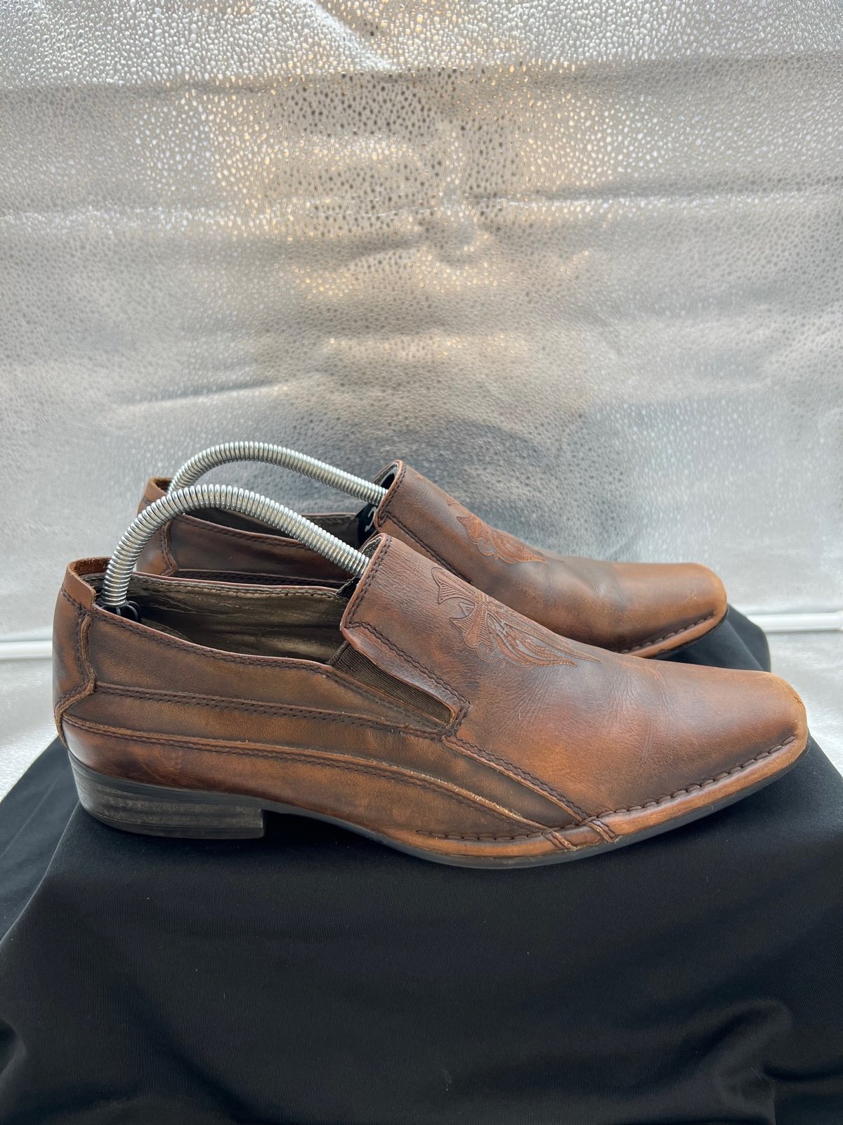 Lounge By Mark Nason Brown Leather Slip On Cross Loafers Shoes Men's Size 9
