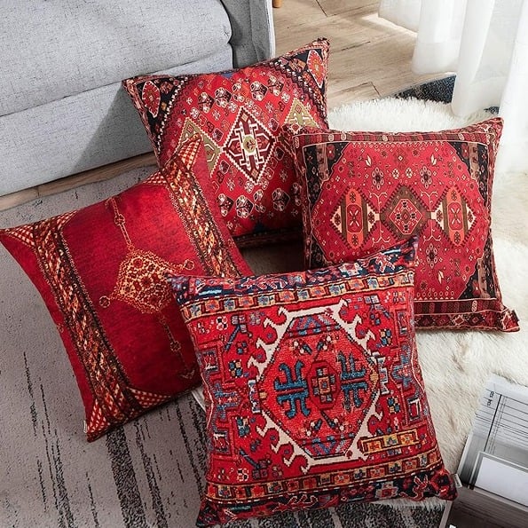 Throw Pillow Covers Geometric Persian Kilim Home Decor Set of 4 Oriental
