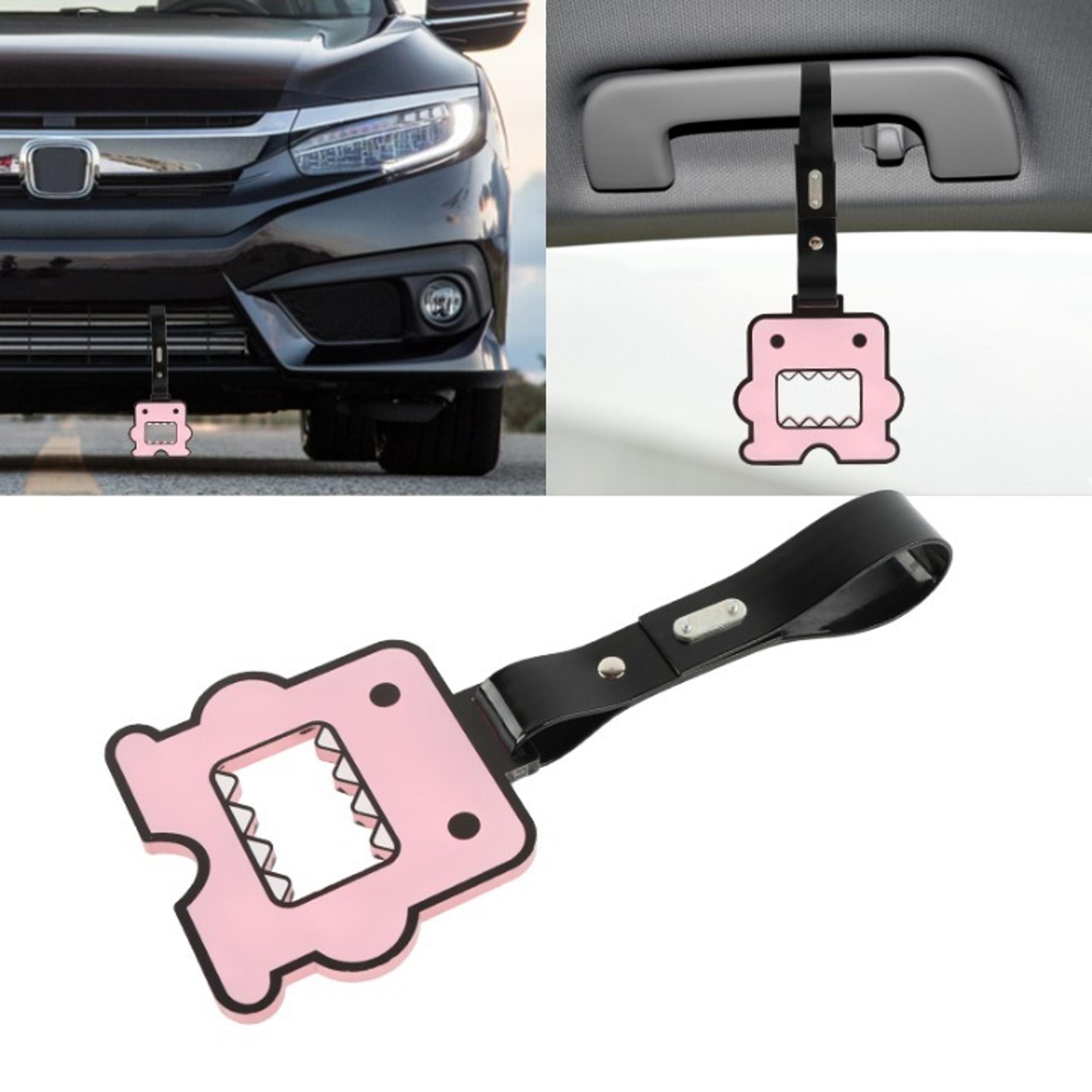 Brand New Domo Shaped Pink JDM TSURIKAWA Subway Bus Black Handle Strap Charm