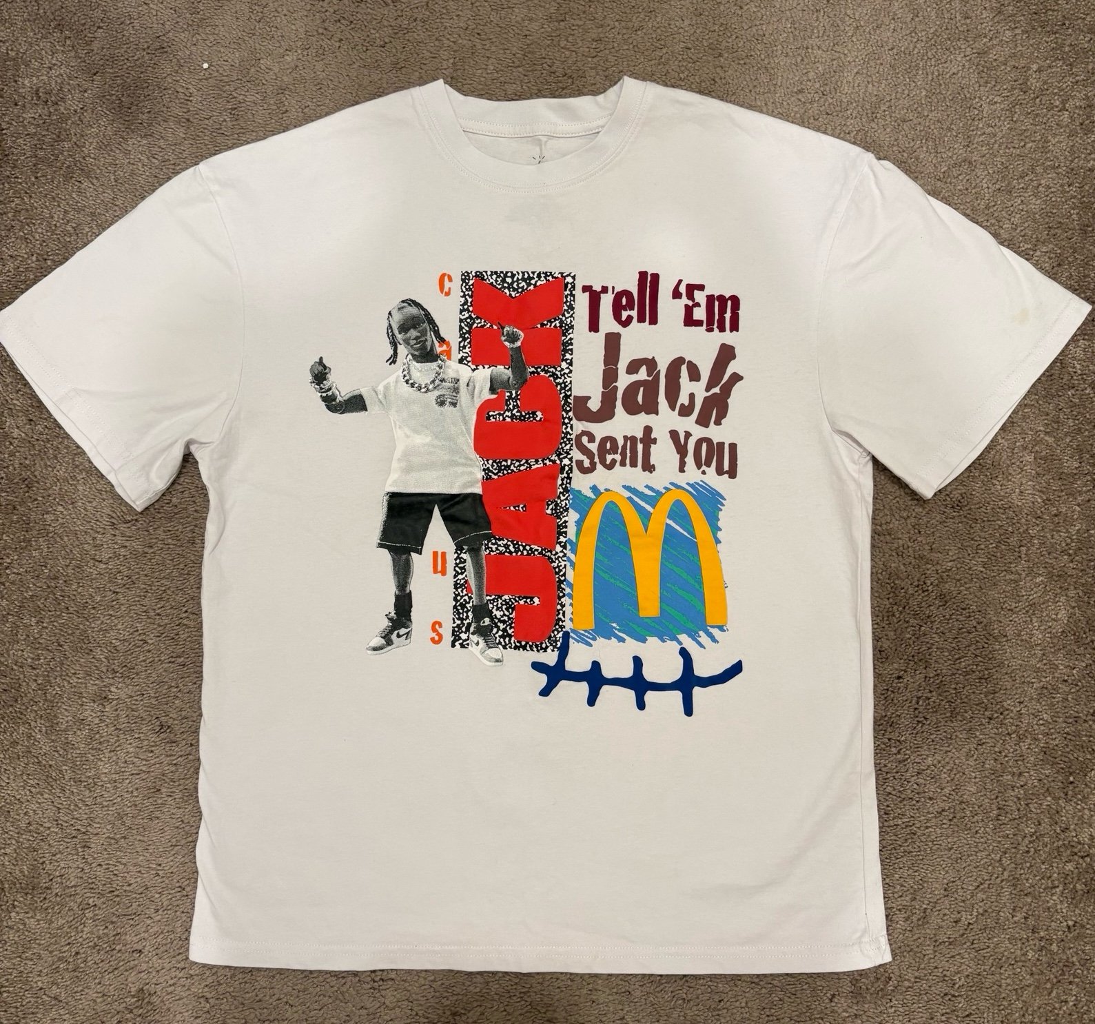 コラボ★Travis Scott x McDonald's★Smile 長袖Ｔシャツ ロンT Cactus Jack Travis Scott X McDonald's Smile II Puffy Print