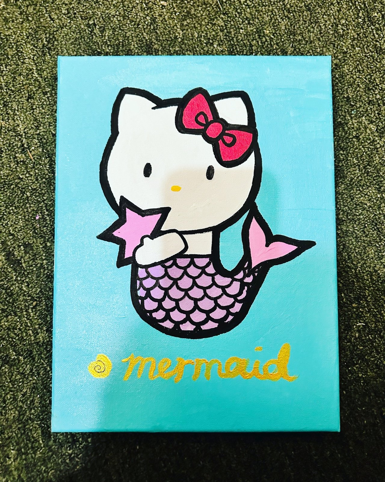 Custom Hello Kitty Mermaid Acrylic Painting