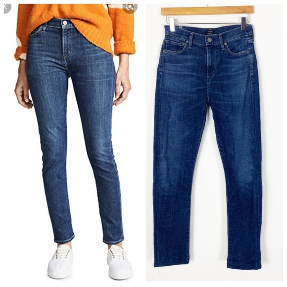 CITIZENS OF HUMANITY Harlow High Rise Slim Jeans Dark Wash Size 26 Hemmed