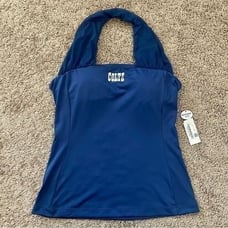 NFL All Sport Couture Blue Indianapolis Colts First Down Halter Top SZ M BNWT