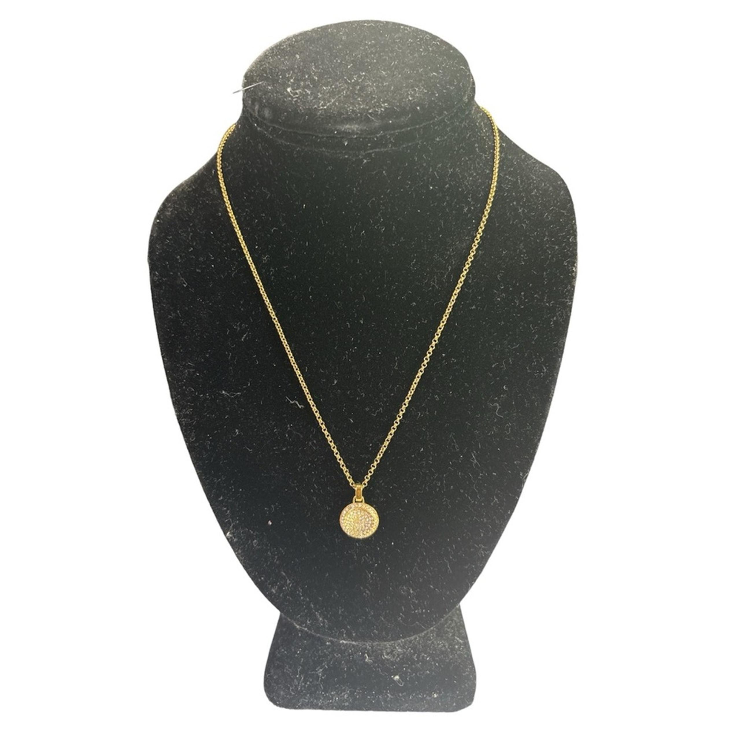 MICHAEL KORS Women's Gold Plated Pave Crystal Disk Necklace