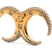 Versace Galaxy Medusa Crystal Engraved Cuff Double Ring Gold Tone Sz L NWT 525