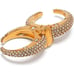 Versace Galaxy Medusa Crystal Engraved Cuff Double Ring Gold Tone Sz L NWT 525