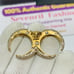 Versace Galaxy Medusa Crystal Engraved Cuff Double Ring Gold Tone Sz L NWT 525