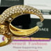 Versace Galaxy Medusa Crystal Engraved Cuff Double Ring Gold Tone Sz L NWT 525