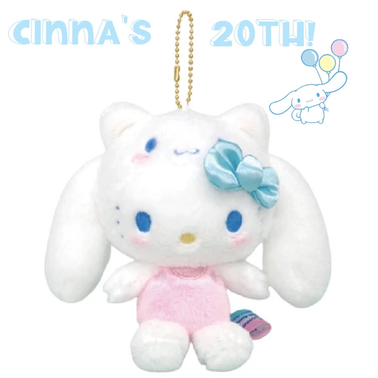 Hello Kitty Cosplay Cinnamoroll 20th Anniversary Mascot Keychain Plush BNWT