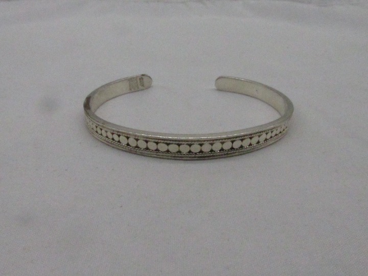 Anna Beck Sterling Silver Dot Design Cuff Style Bracelet Sz 6.75 #475