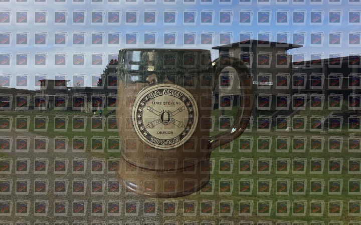US Army Fort Stevens Stoneware Mug (Handcrafted in the USA) Brown and Blue