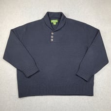 Orvis Lambswool Sweater Mens Size 2XL Black Pullover Shawl Collar Long Sleeve