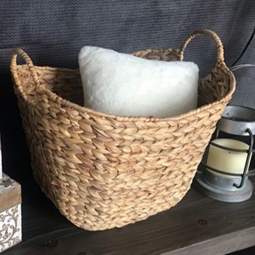 Tall Water Hyacinth Wicker Basket with Handles | Na