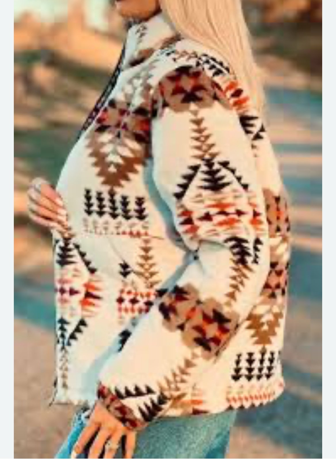 Stoosh Tribal Print Fleece Jacket Womens size large