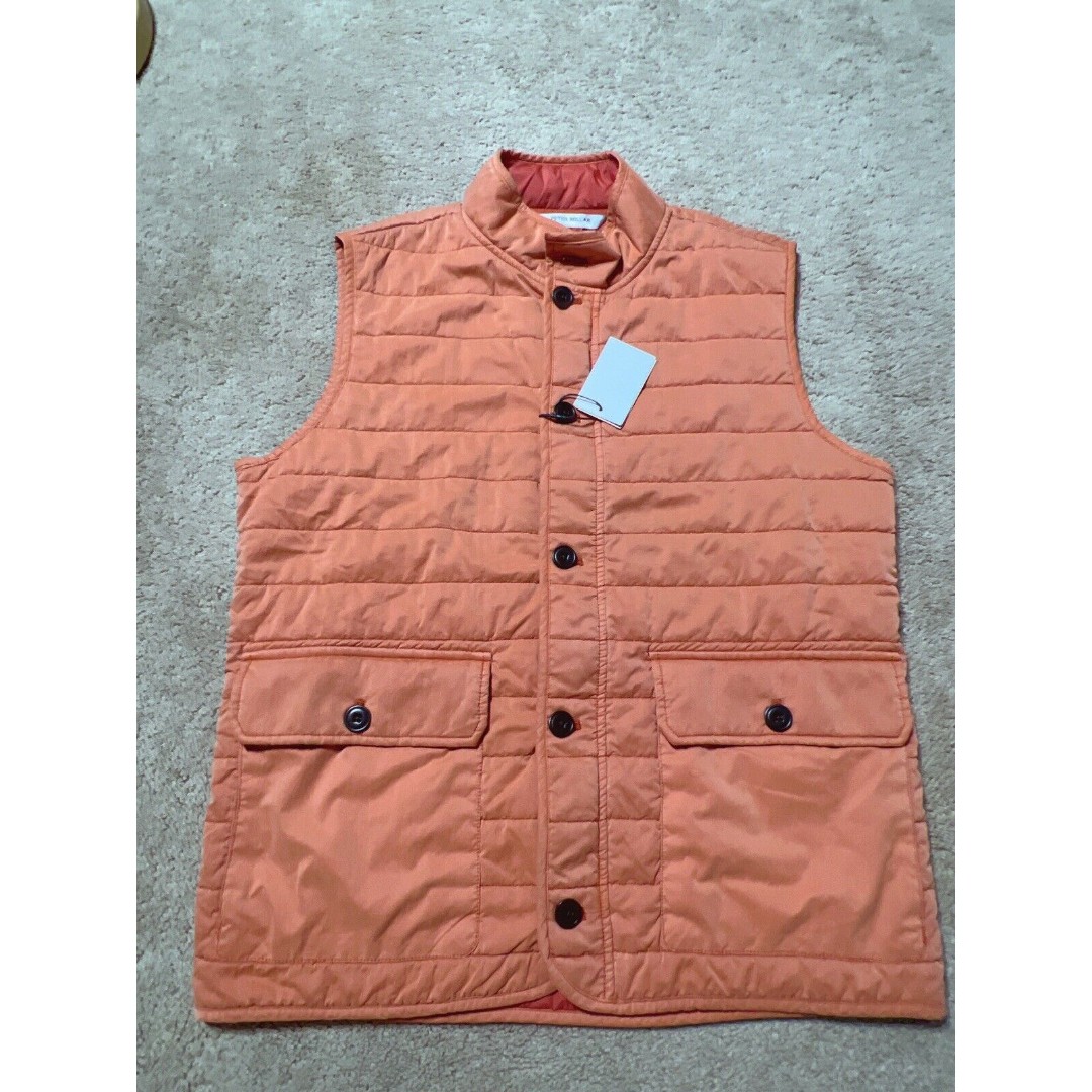 Peter Millar Mens Size L Crown Greenwich Quilted Travel Vest Jacket Carrot NWT