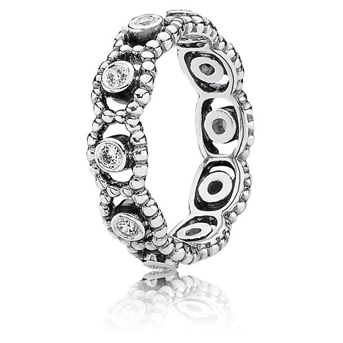 Authentic PANDORA Her Majesty Stackable Ring with Clear Zirconia Size 5 1/2