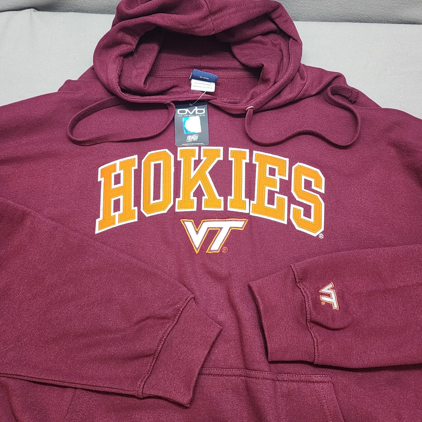 NWT OBV Virginia Tech Hokies Hoodie Men VT Hooded Sweatshirt Size 2XL