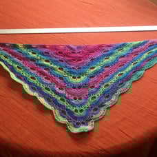 Green blue purple crochet scarf virus sh
