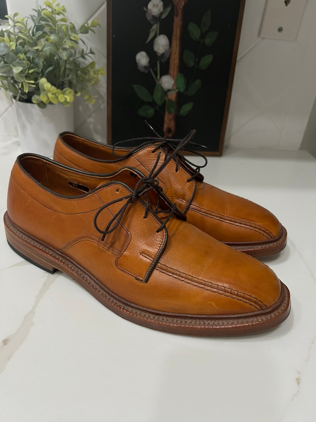 Allen Edmonds Hillcrest Leather Oxford Dress Shoes 8.5 D Cognac Brown