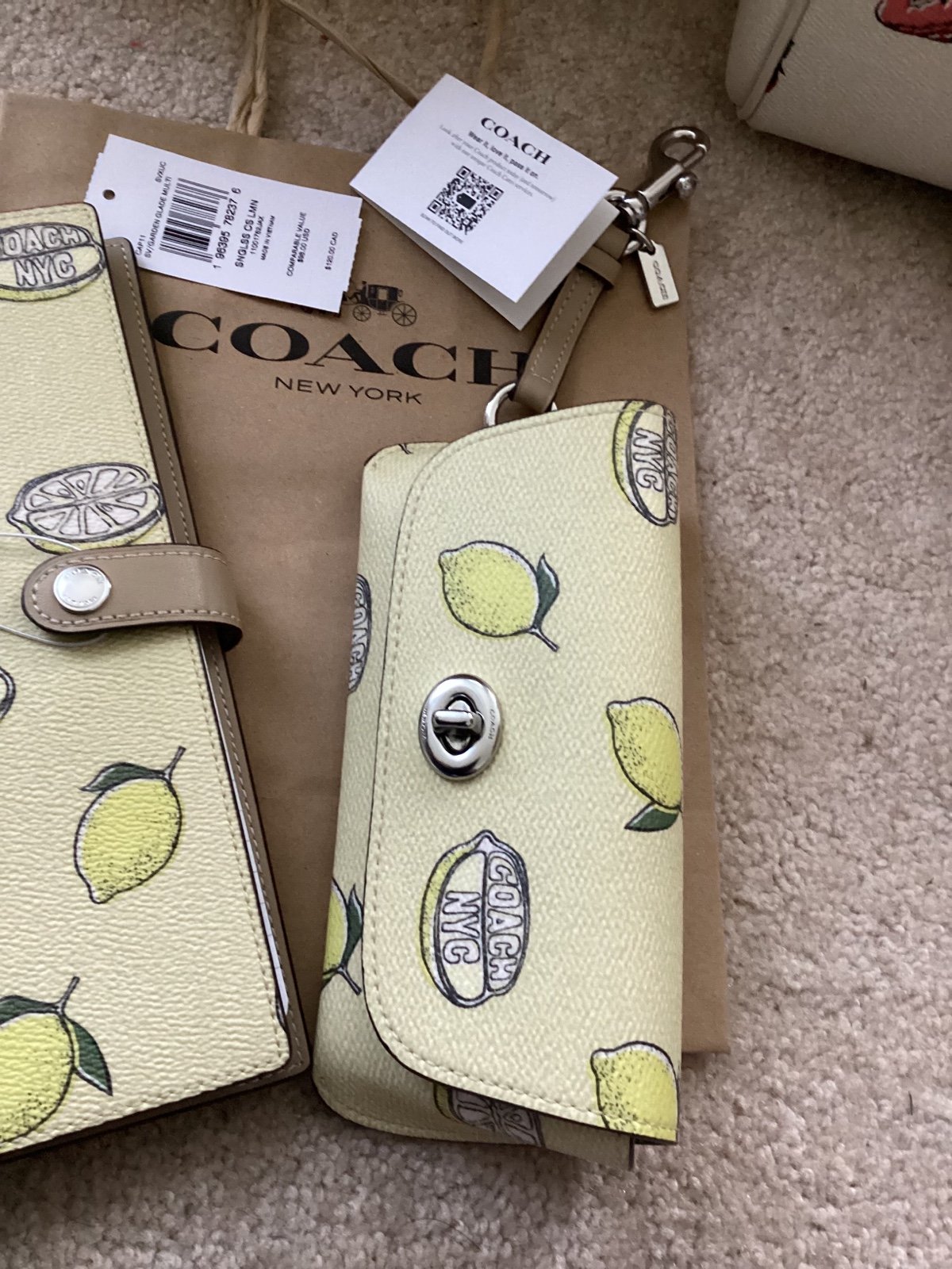 Coach Sunglass Case CAP11 フルーツ柄 NWT Coach Sunglass Case With Strawberry/heart/cherry/floral