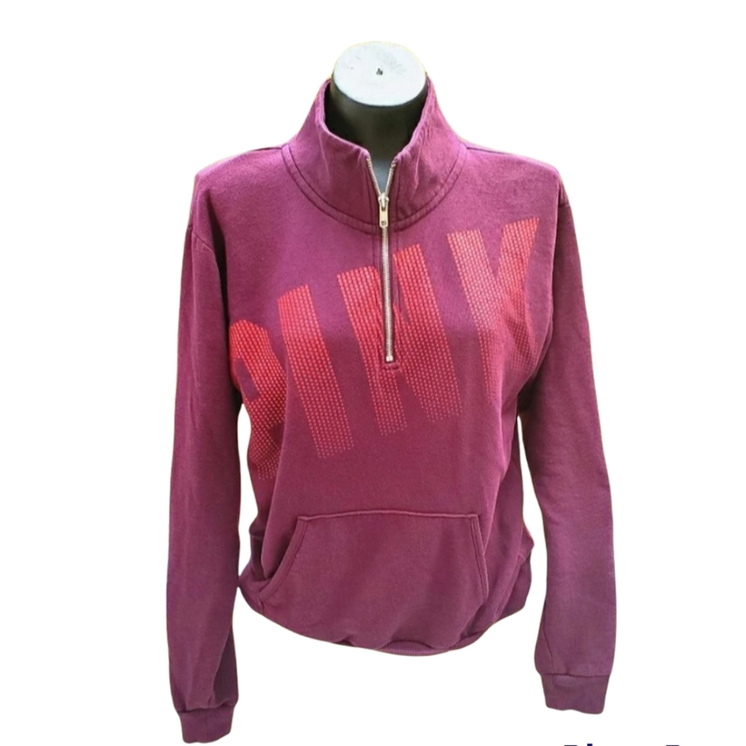 PINK Victoria's Secret Quarter Zip Pullover Sweatshirt Small Maroon Logo