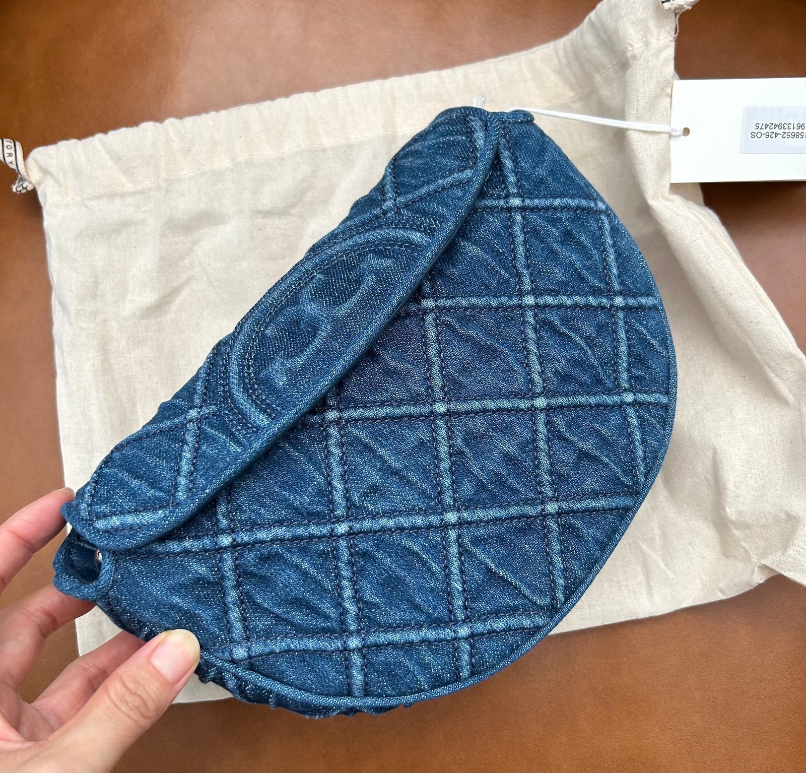 Tory Burch Fleming Soft Denim Crescent Bag
