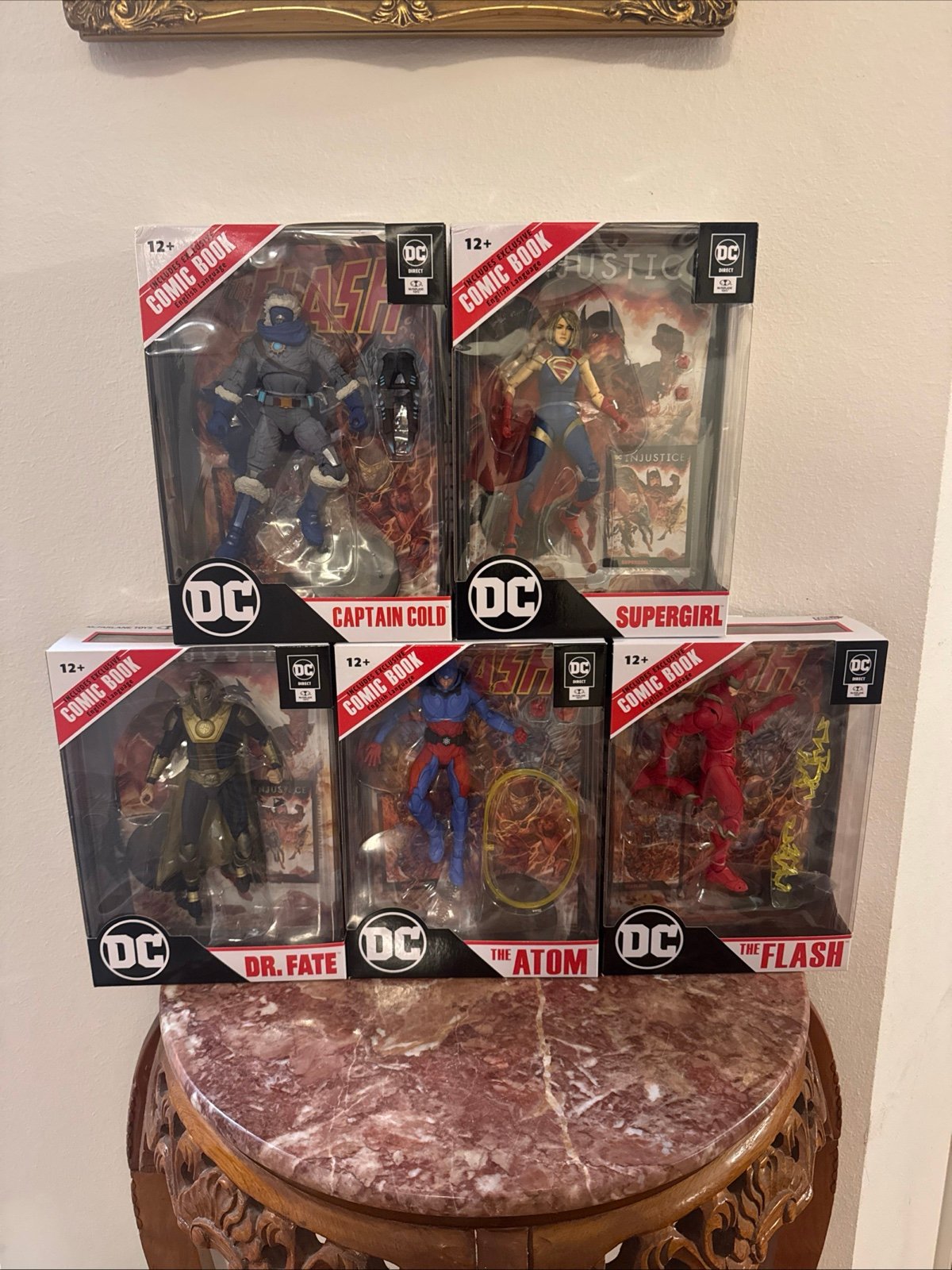 McFarlane Gold Label Captain Cold Atom Flash Supergirl Dr.Fate Figures Lot 5