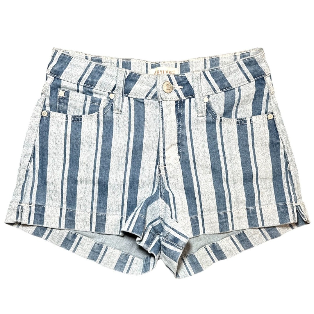 SHYANNE Striped High Rise Western, Retro Denim Shorts Sz: 28