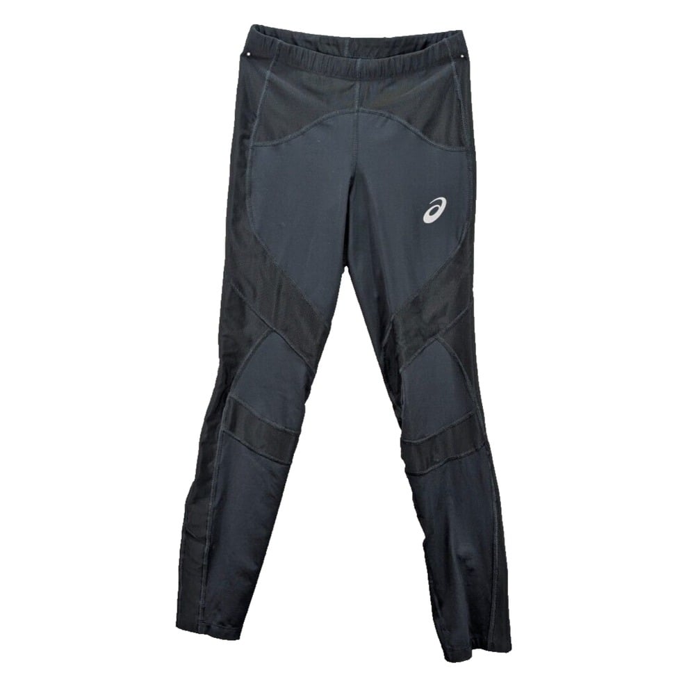 Asics Leg Balance Blk Running Legging Tights Inner Muscle Zip Leg Mens M Stretch