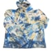 Generation Love Women’s Blue Tie Dye Puffy Shoulder Hooded Sweatshirt