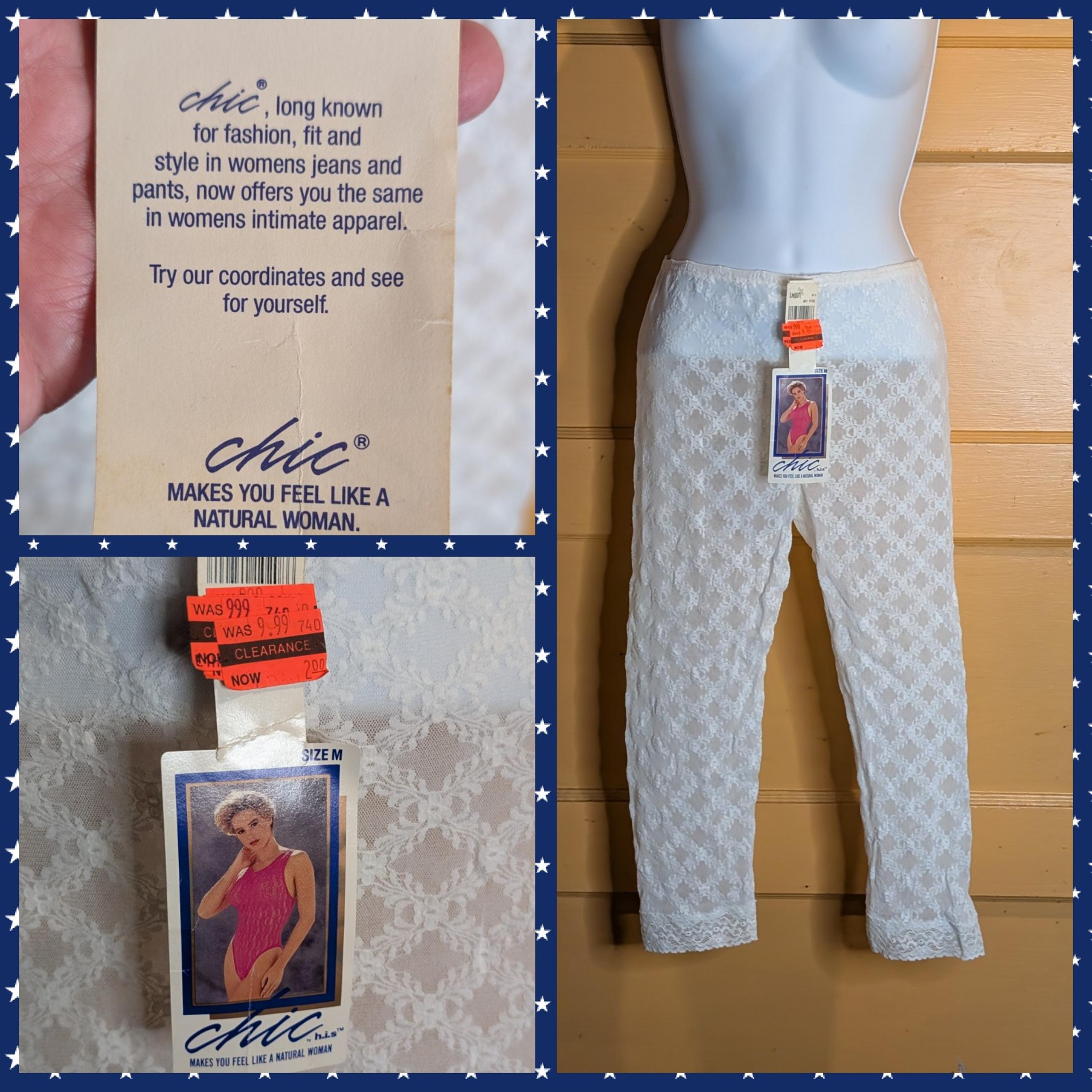 VINTAGE NWT LADIES CHIC BRAND INTIMATE APPAREL. LACE SINGLE STITCH USA