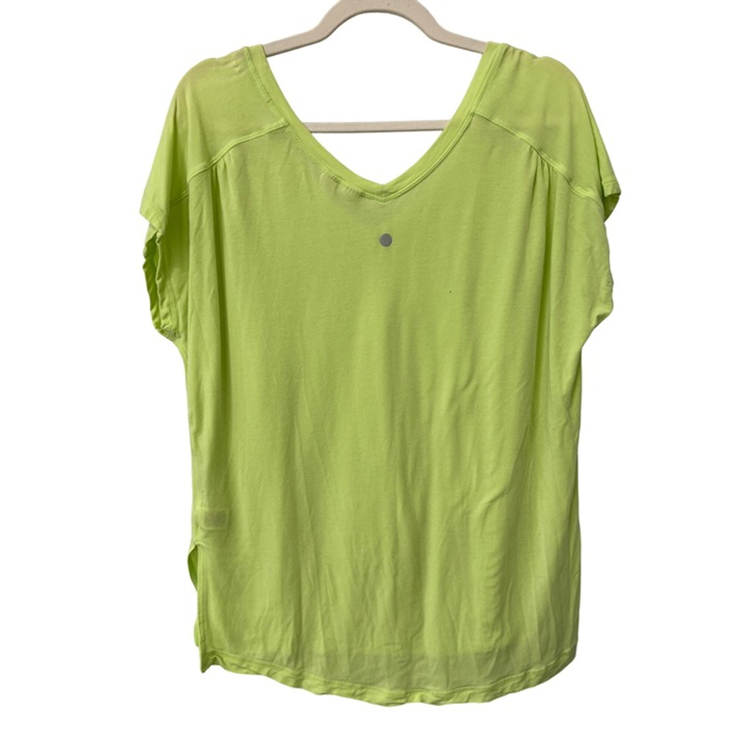 Zella V-neck Athletic Top Women M Neon Green Loose Fit Workout Athleisure Comfy