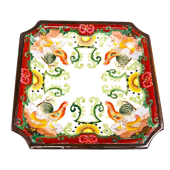 Vintage Hua Ping Tang Zhi Chinese Hand Painted Decorative Plate Rooster Design