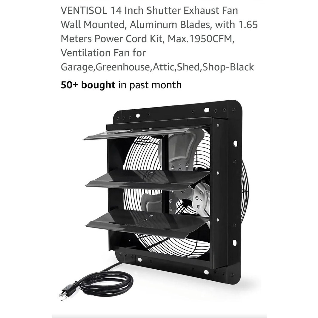 Ventisol 14inch Shutter Exhaust Fan- GRAY