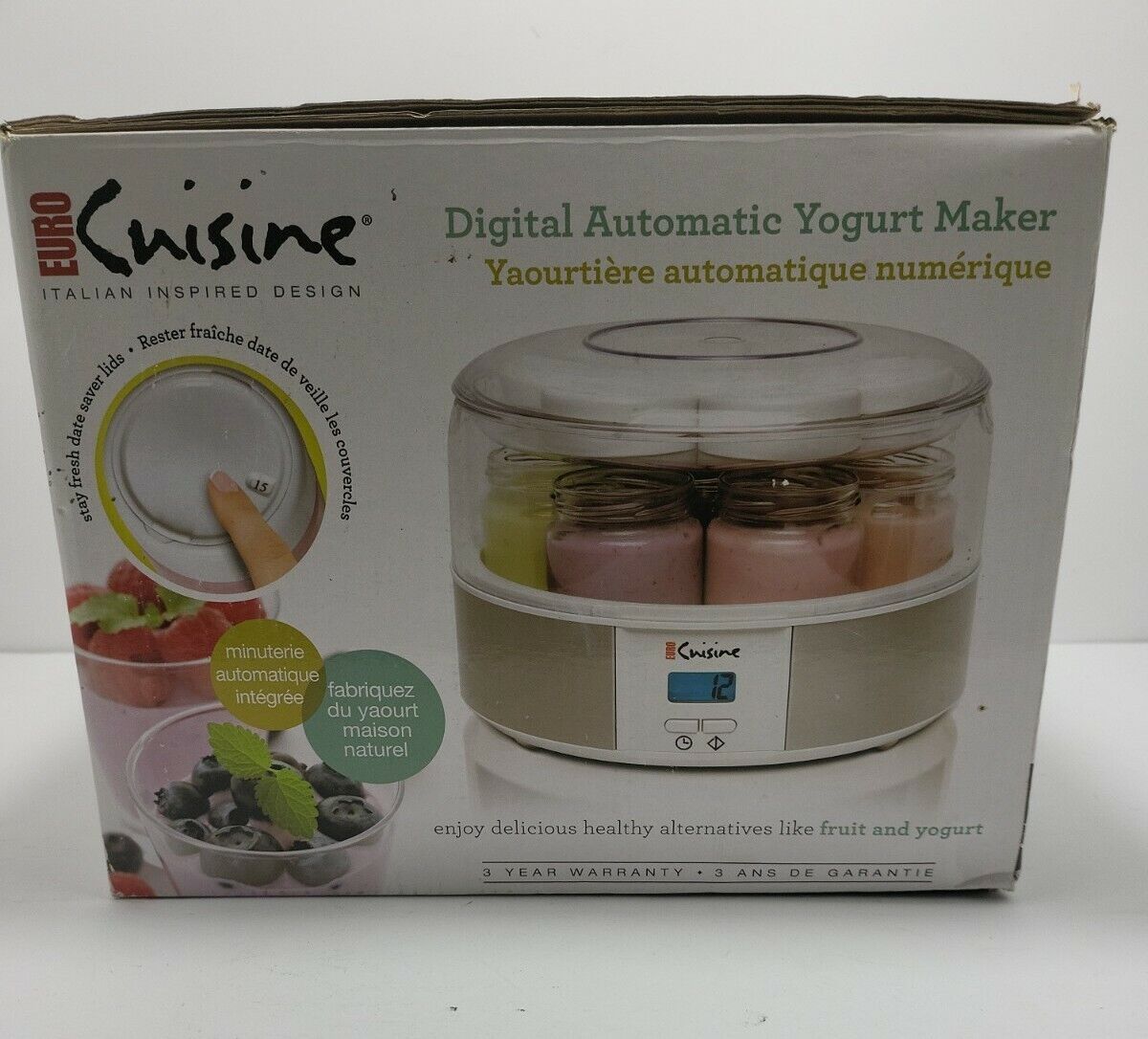 Euro Cuisine YMX650 Digital-Automatic Yogurt Maker With 7 Jars-Open Box