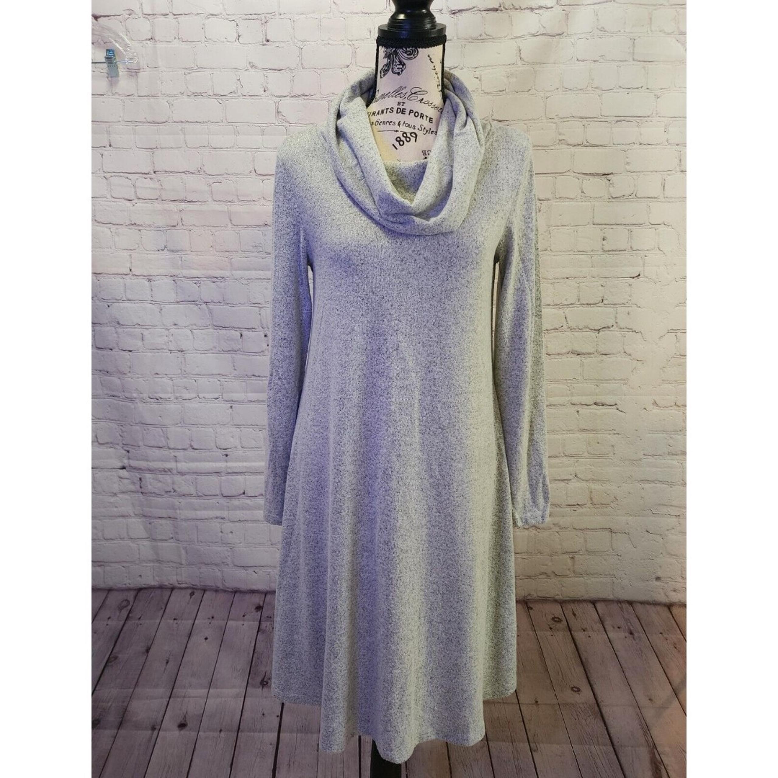 Cupio Cowl Neck Sweater Dress Womens Medium Grey Long Sleeve Comfortable