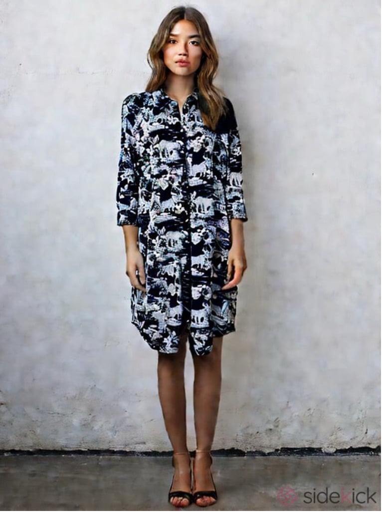 L'Agence Jungle Print Shirt Dress Medium Black White Cougars Stretch Luxury Work