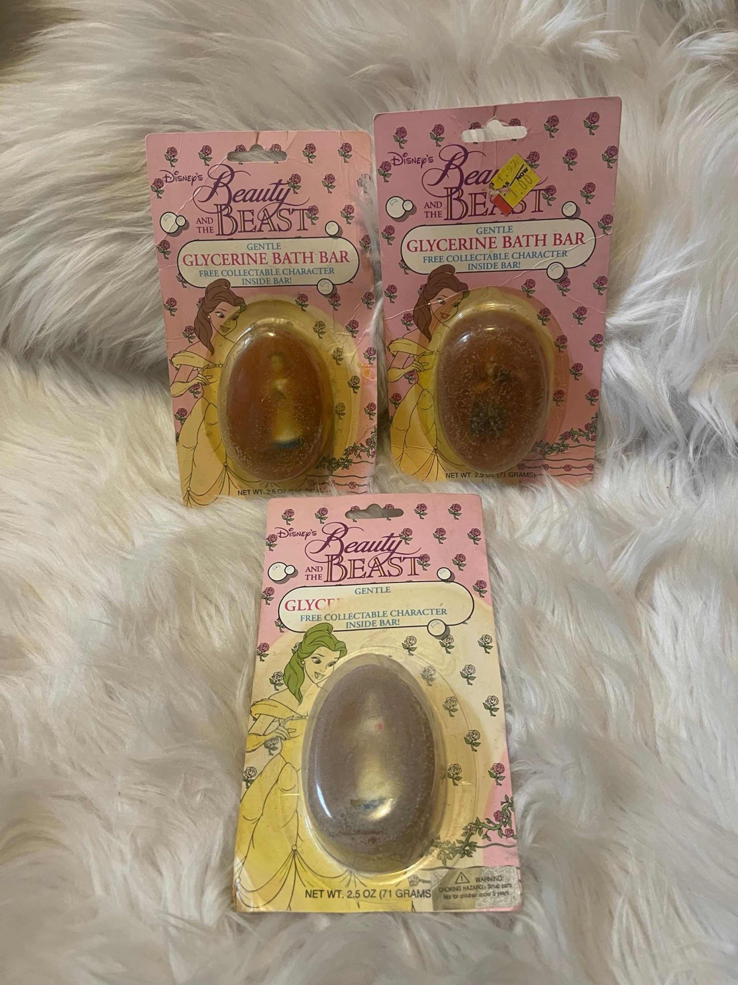 Vintage 1994 Disney Beauty & The Beast Glycerine Bath Bar with Figure NIB