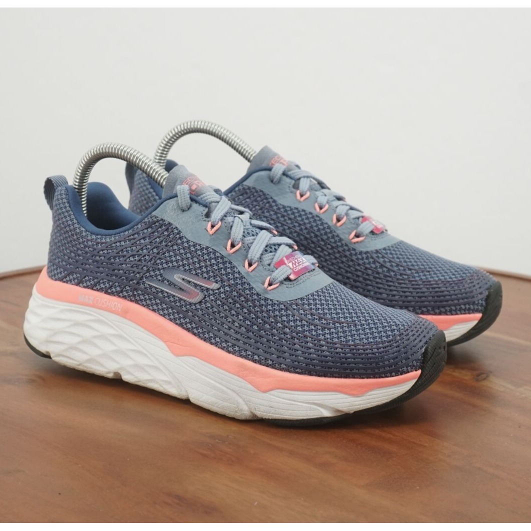 Skechers Womens Max Cushioning Elite Running Shoes Sz 7 Blue Pink Athletic 17693