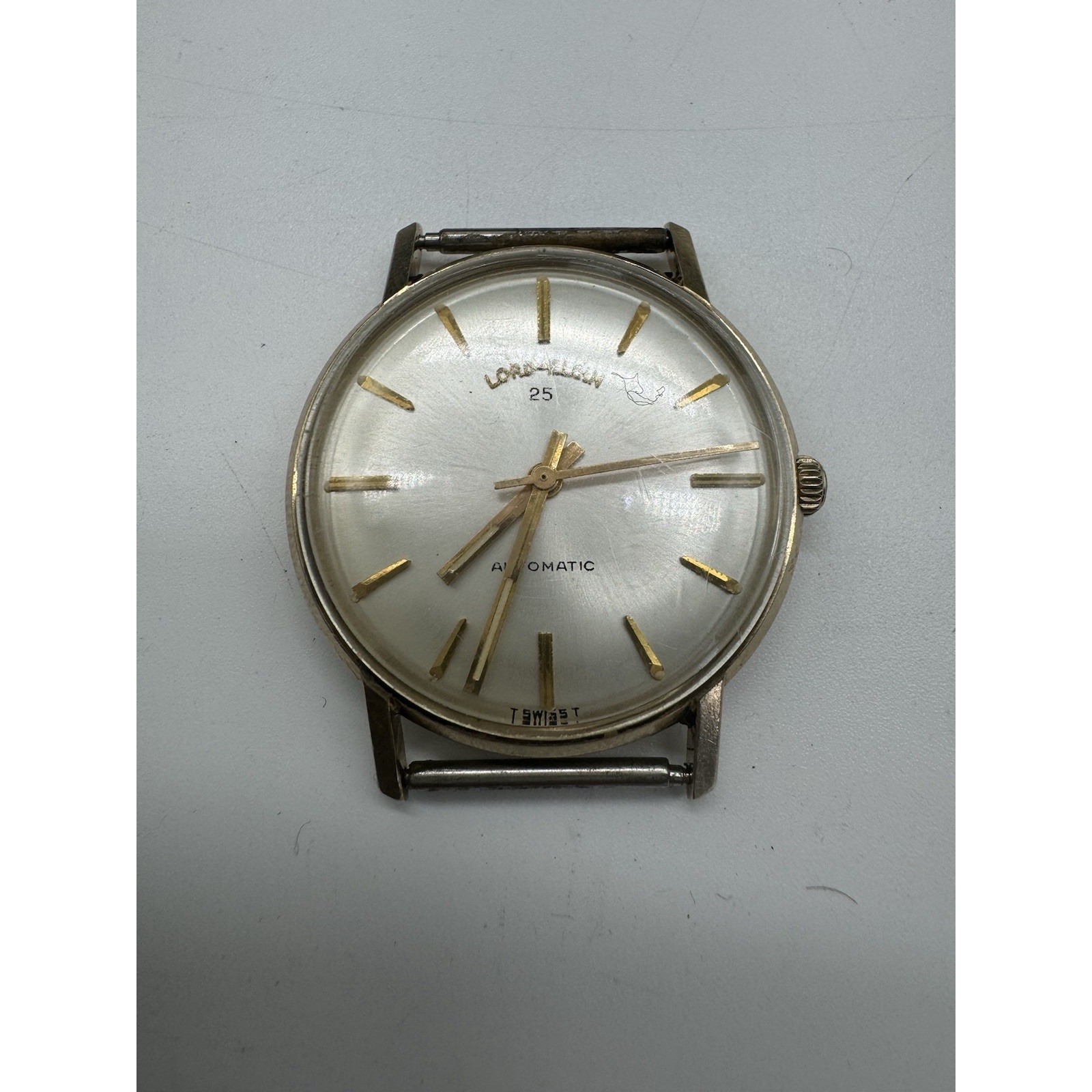 Vintage Lord Elgin Sunburst Men's Automatic Wristwatch Swiss 10k Goldw/Box
