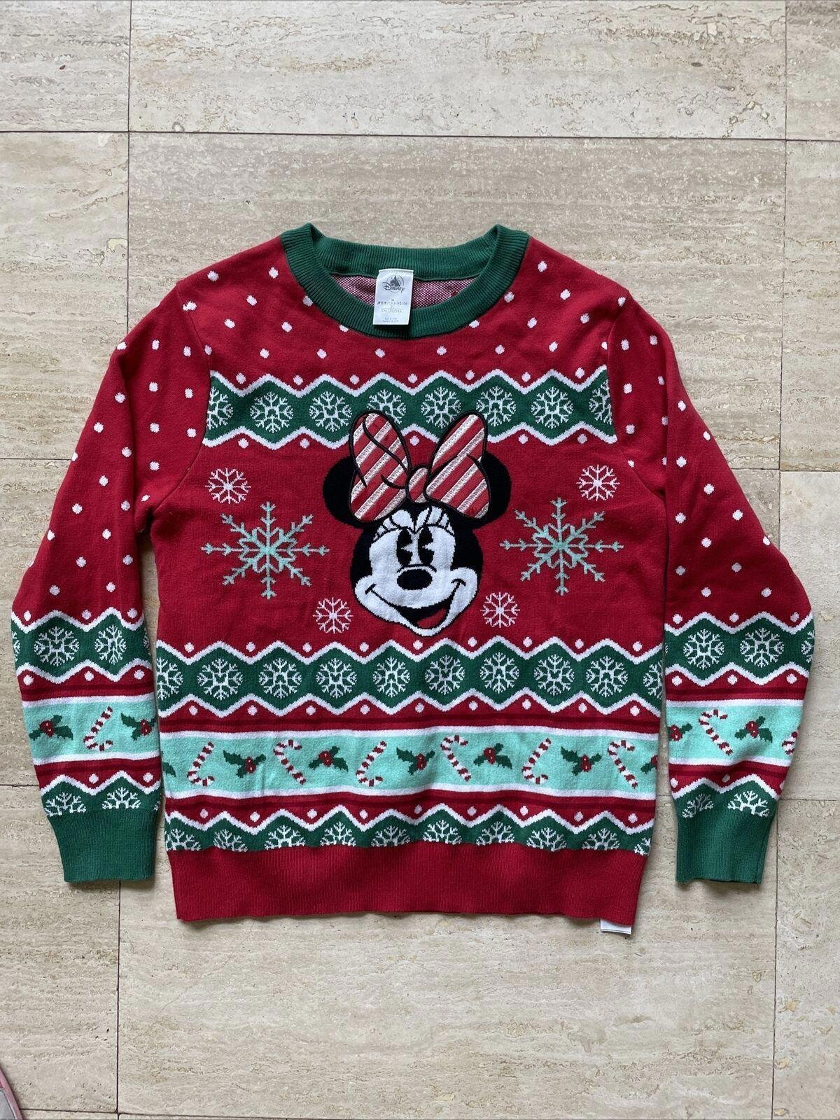 Disney Minnie Mouse Womens Ugly Christmas Sweater size M Red Green