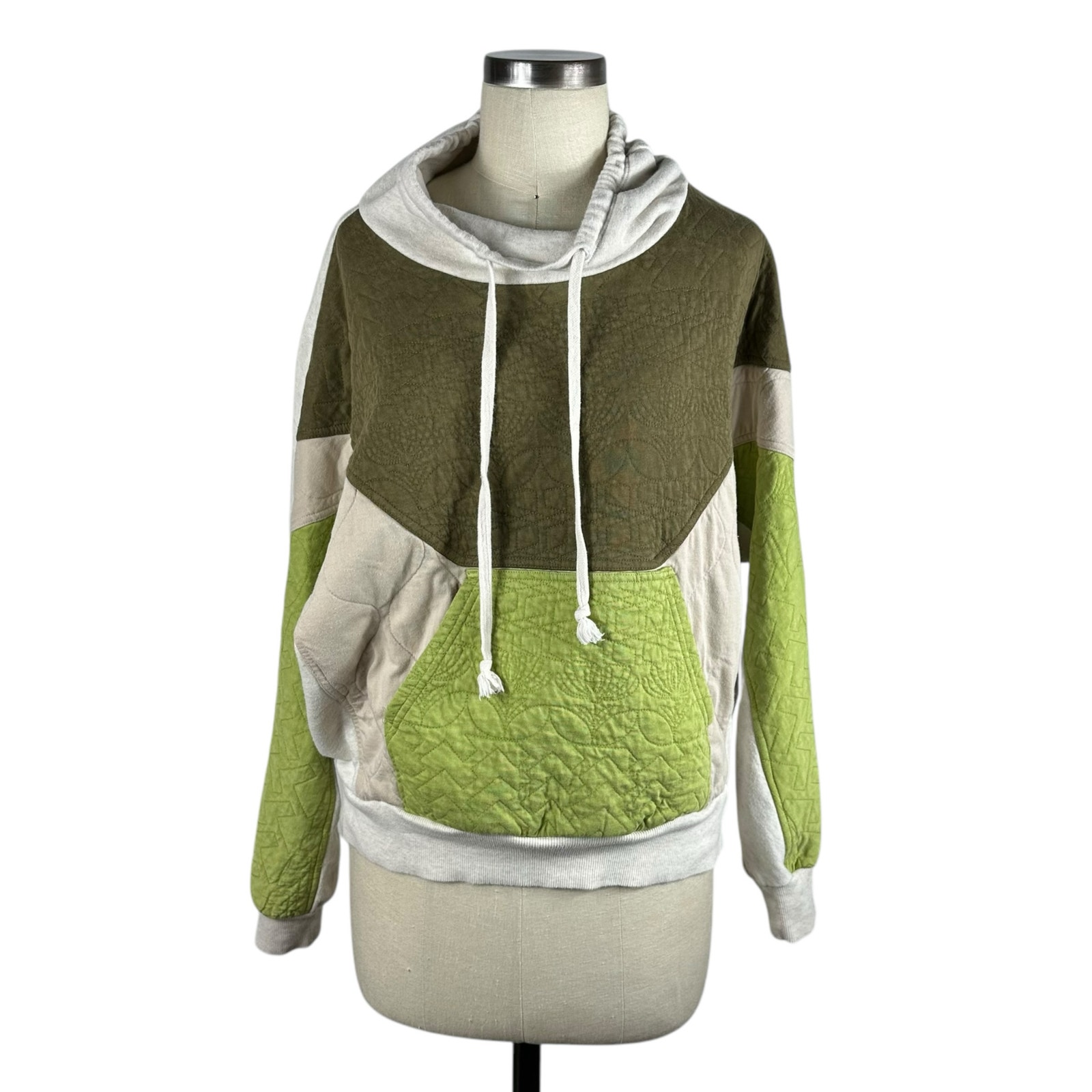 DAILY PRACTICE Anthropologie Quilted Hoodie Pullover Sweatshirt Women's Size S